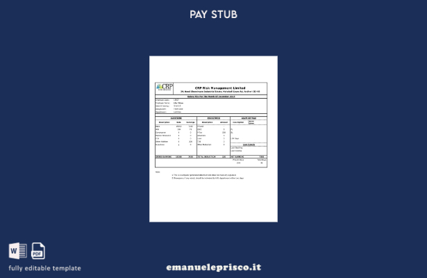 stile verificato Modello di busta paga India CRP Risk Management Limited